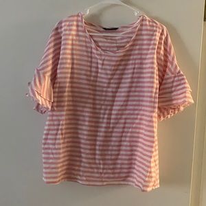 Women’s top pink and white striped size large